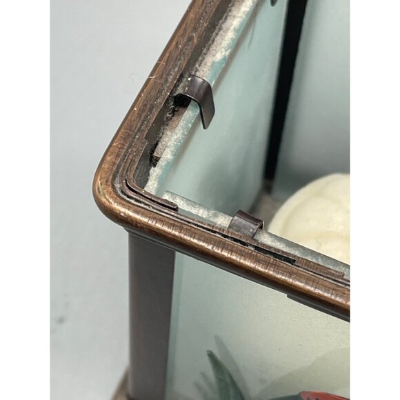 bronze metal and frosted glass candle holder metal plants on each side 4" READ - Picture 4 of 6